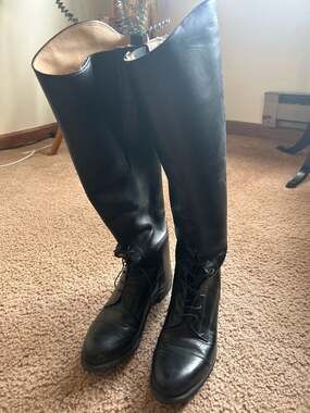 Vintage Effingham Black Leather Equestrian Field Riding Boots Made in USA Size 8